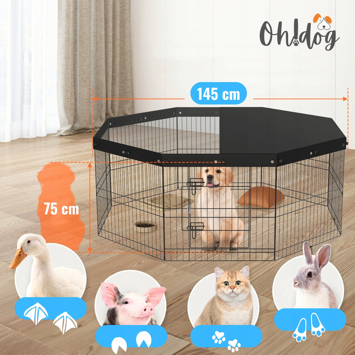 Dog enclosure XL Puppies enclosure Oh!Dog Modular Playpen Breeding* Cage Packaging status original