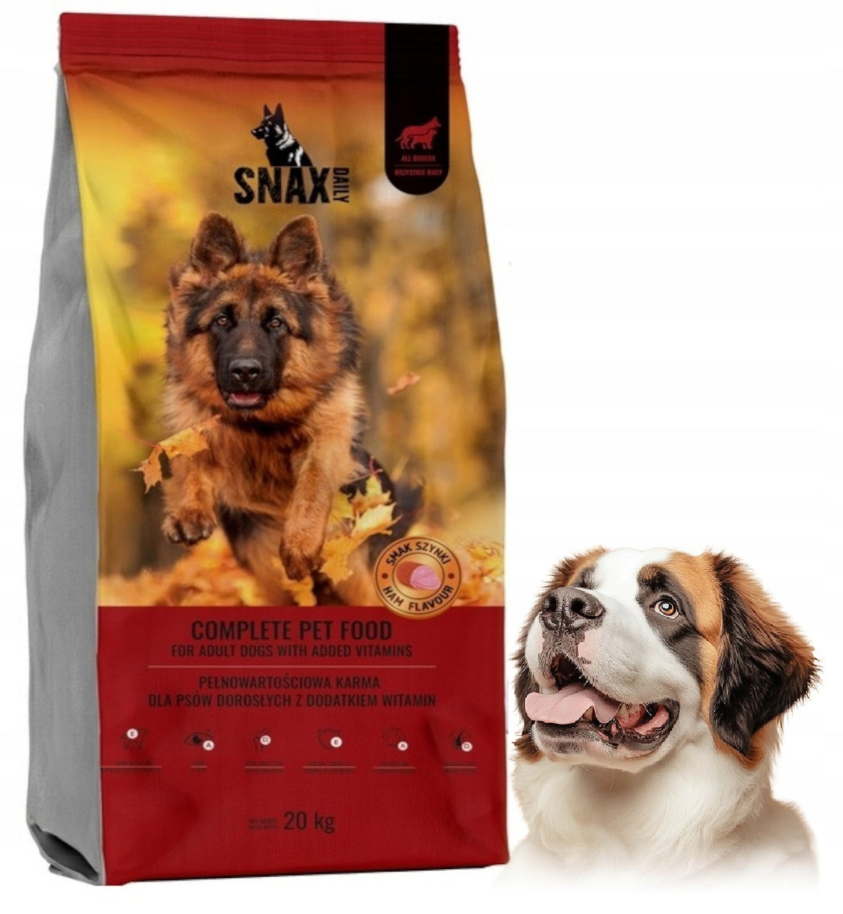 Dog food Snax Daily Adult with ham flavor 20 kg Labrador Shepherd Packaging status original