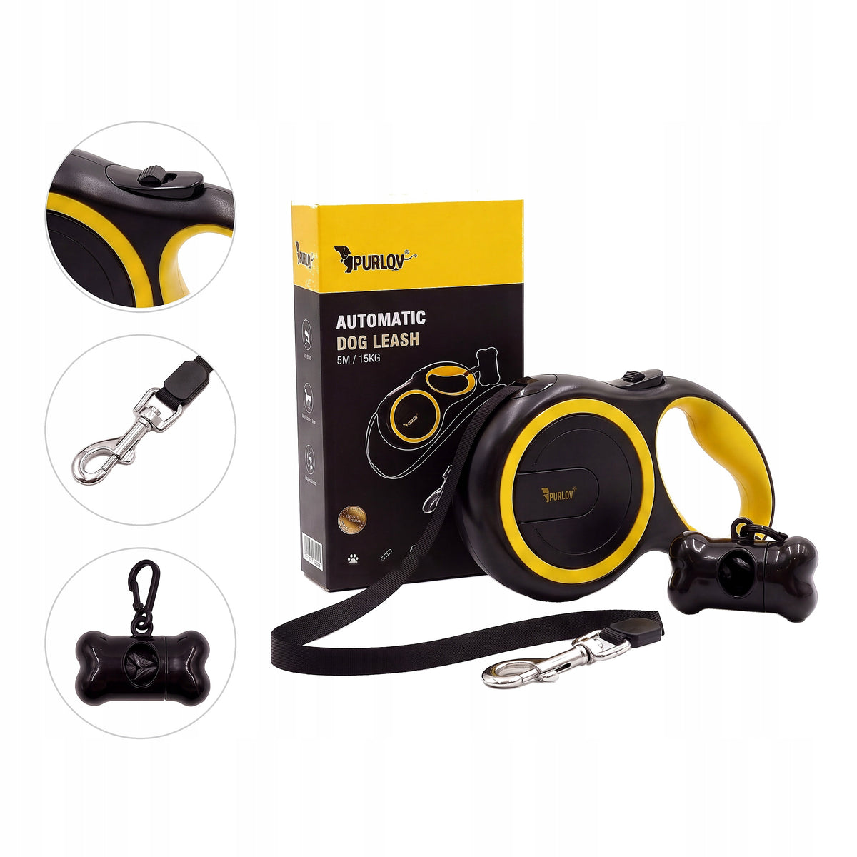 Dog leash large long 8m 50KG automatic professional coiled