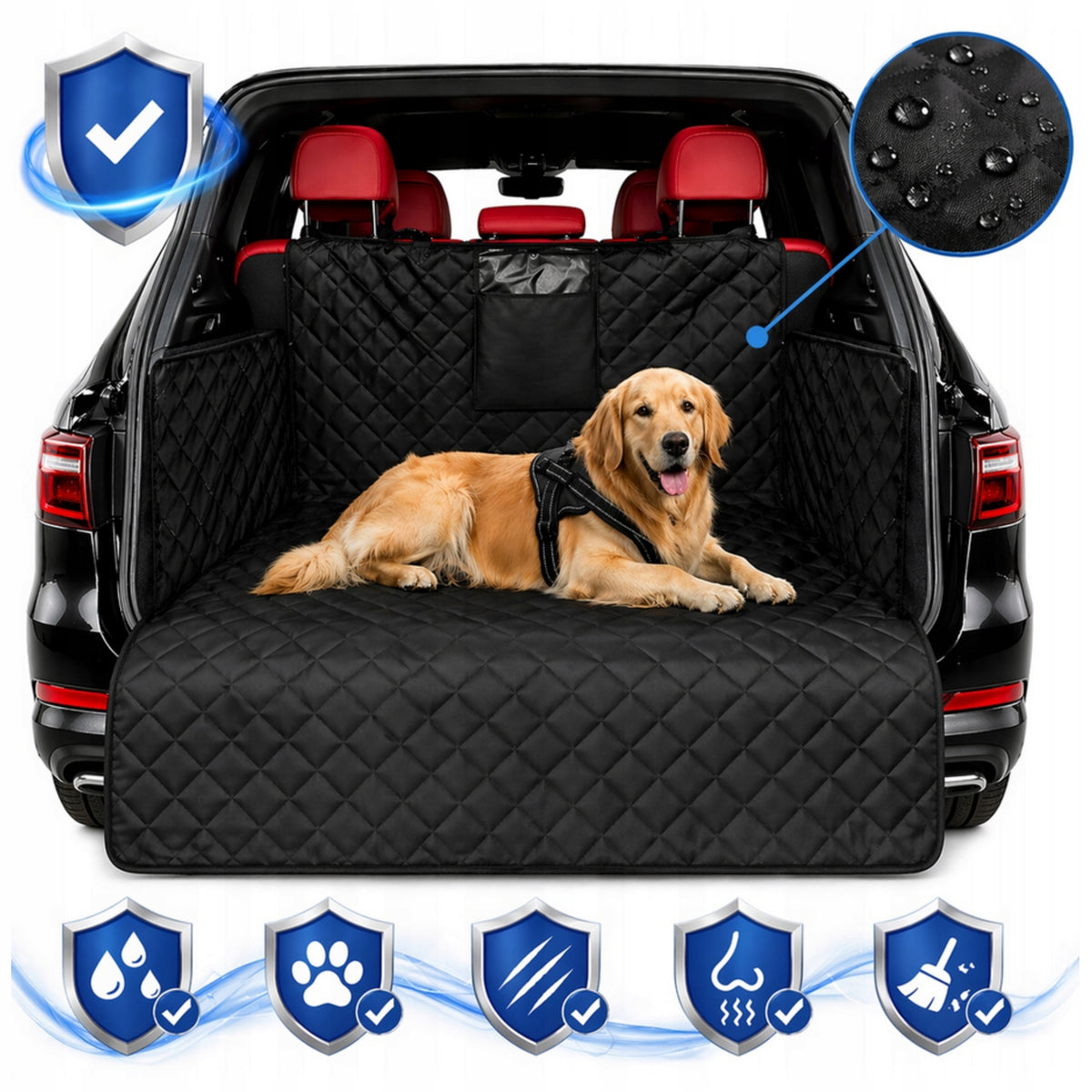 Dog mat for trunk car playpen waterproof large black