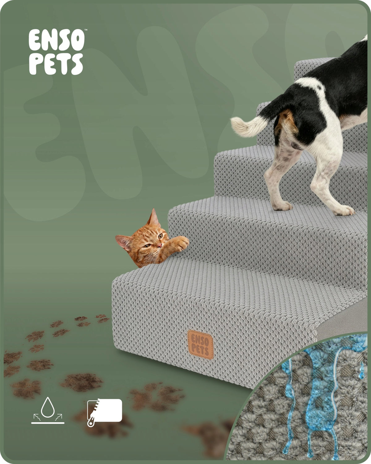 Dog stairs ramp bed platform 5 degrees 45 cm grey for cat Manufacturer code EP Stairs 5 Grey