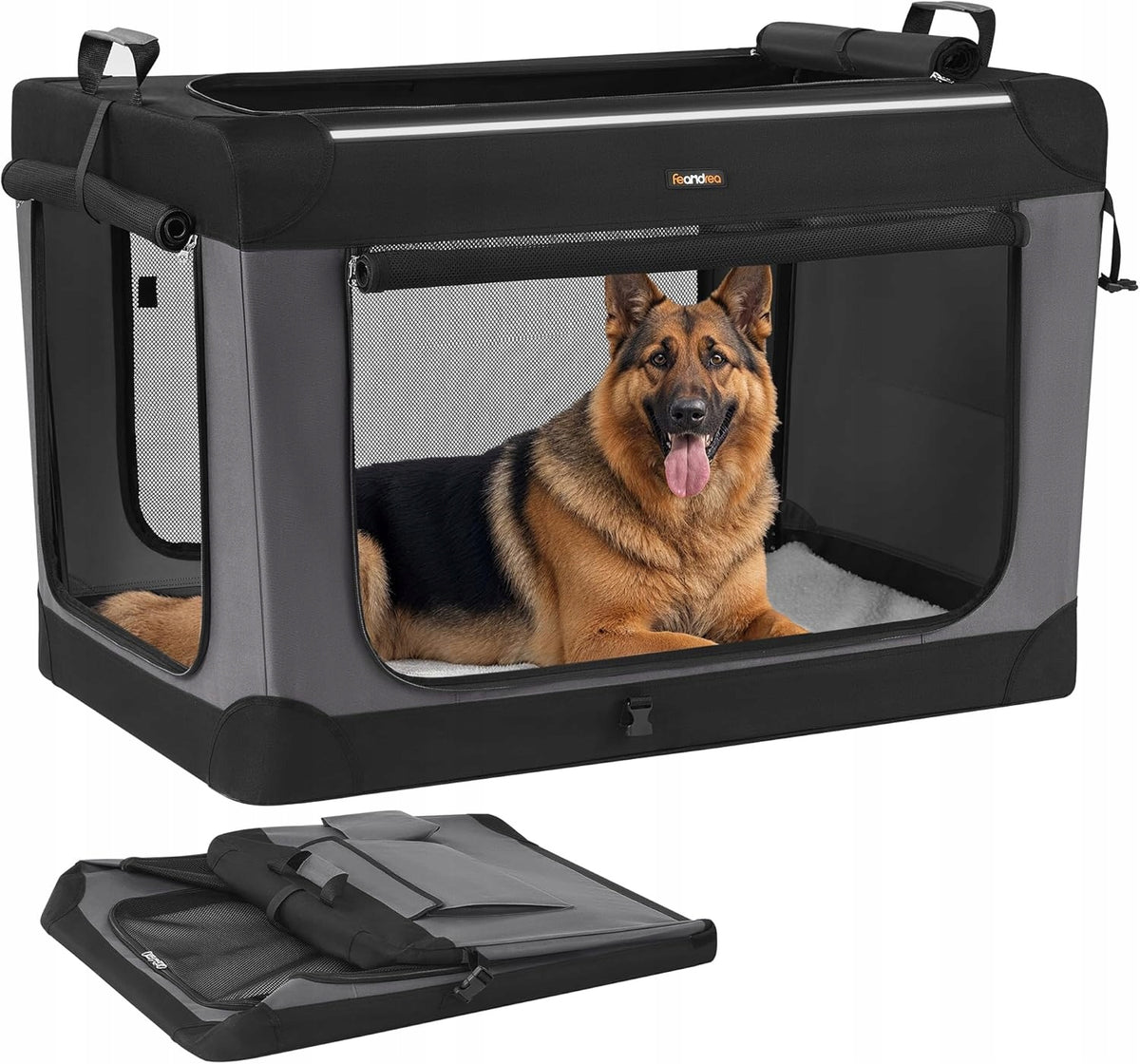 Dog transporter Feandrea black folding XXL