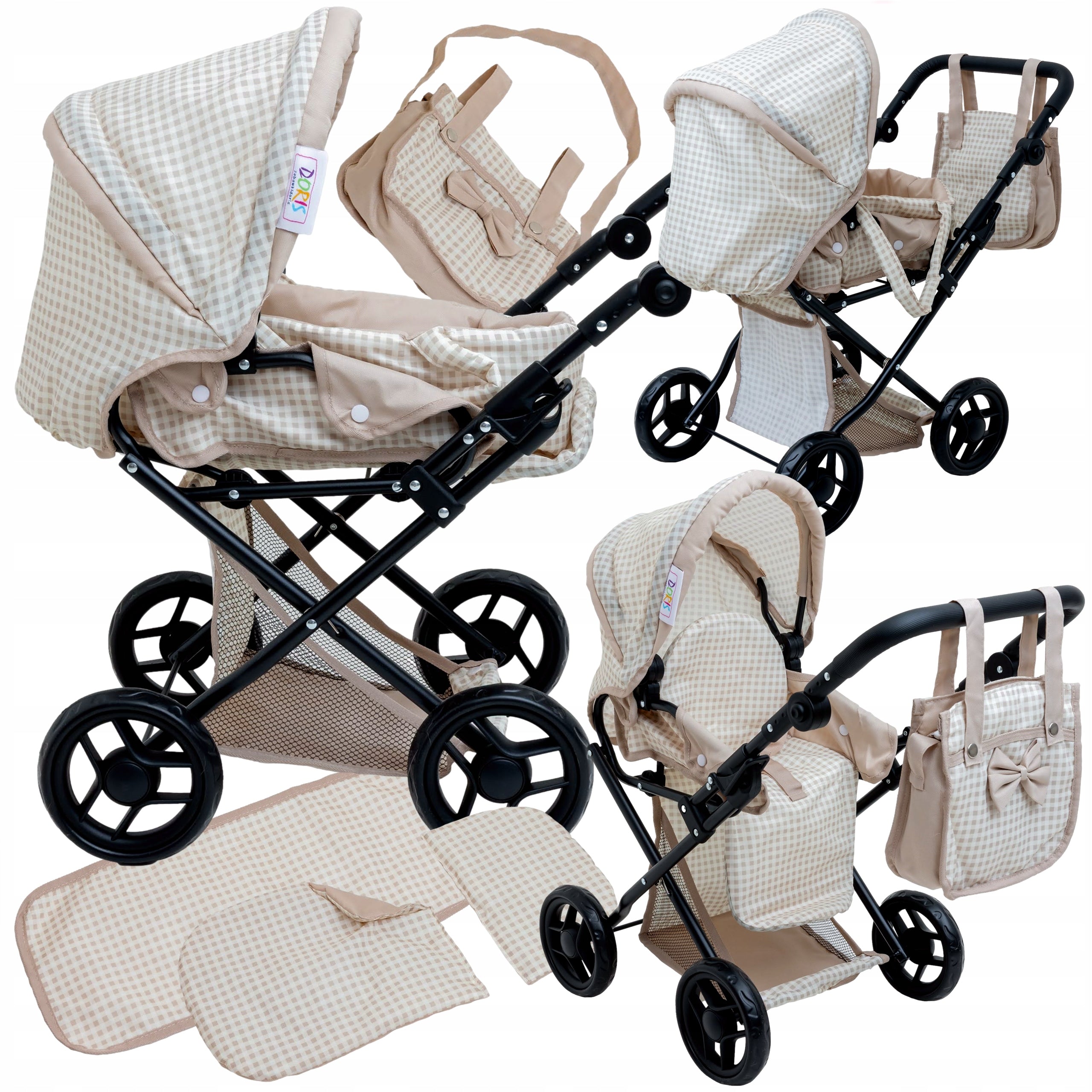 Doll Stroller 2in1 DEEP STROLLER FOLDING + BAG BEDDING Set 3in1