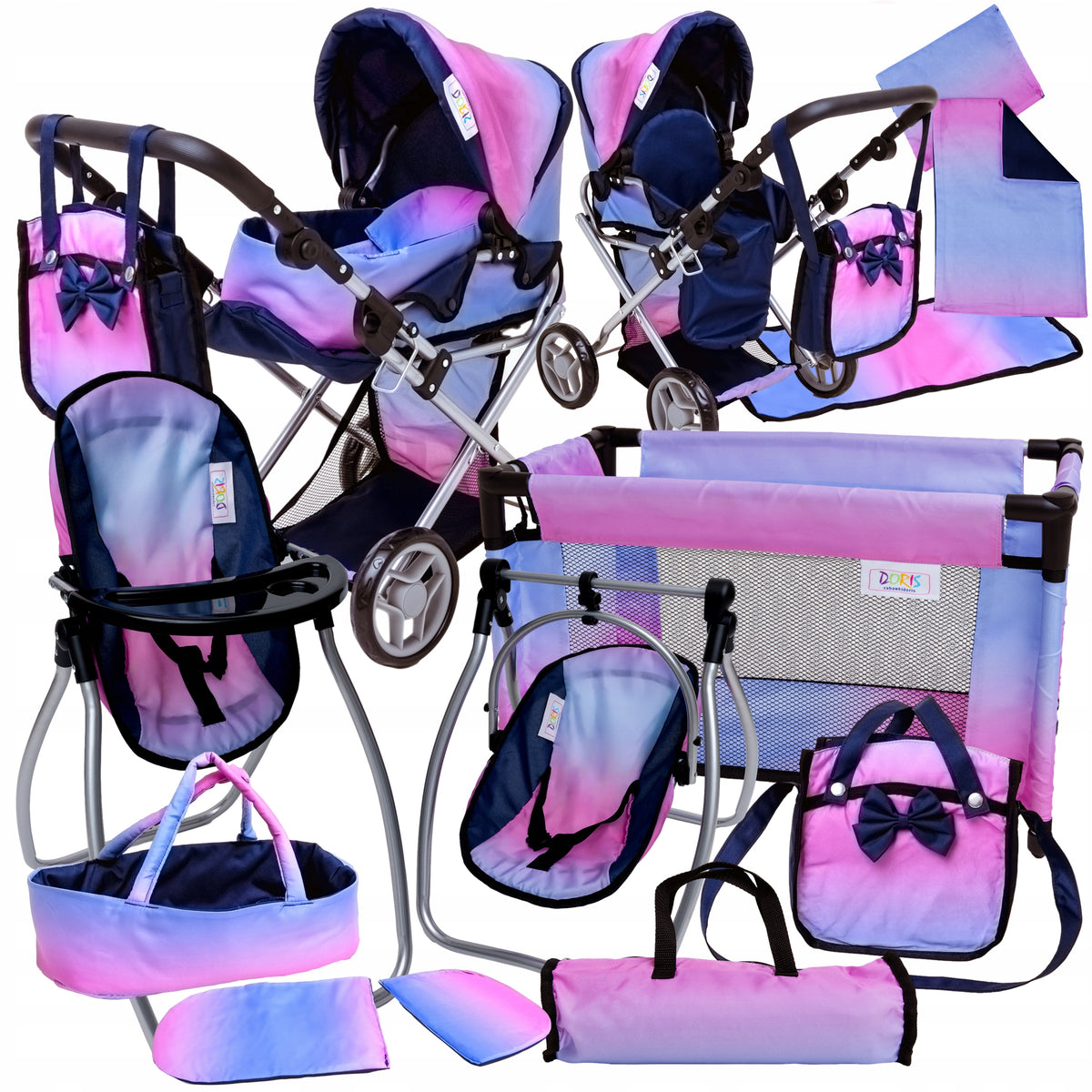Doll Stroller 3in1 COT CHAIR BEDDING BAG CHANGING TABLE SET XXL