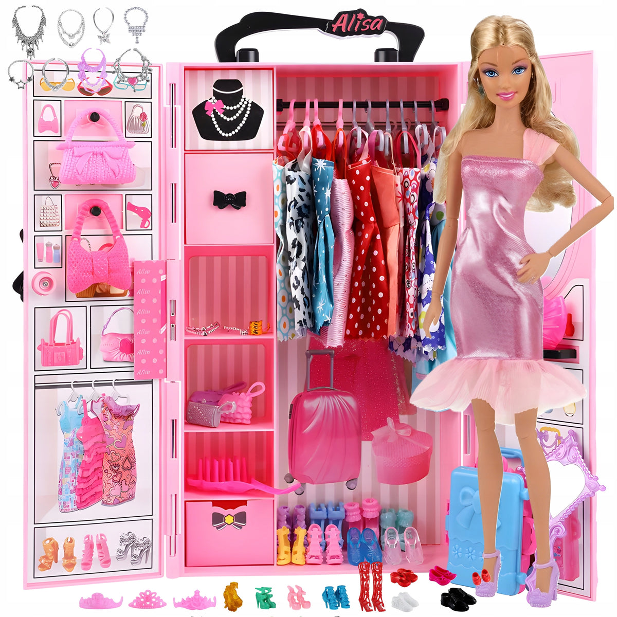 Doll Wardrobe Dollhouse Accessories Doll + FREEBIE
