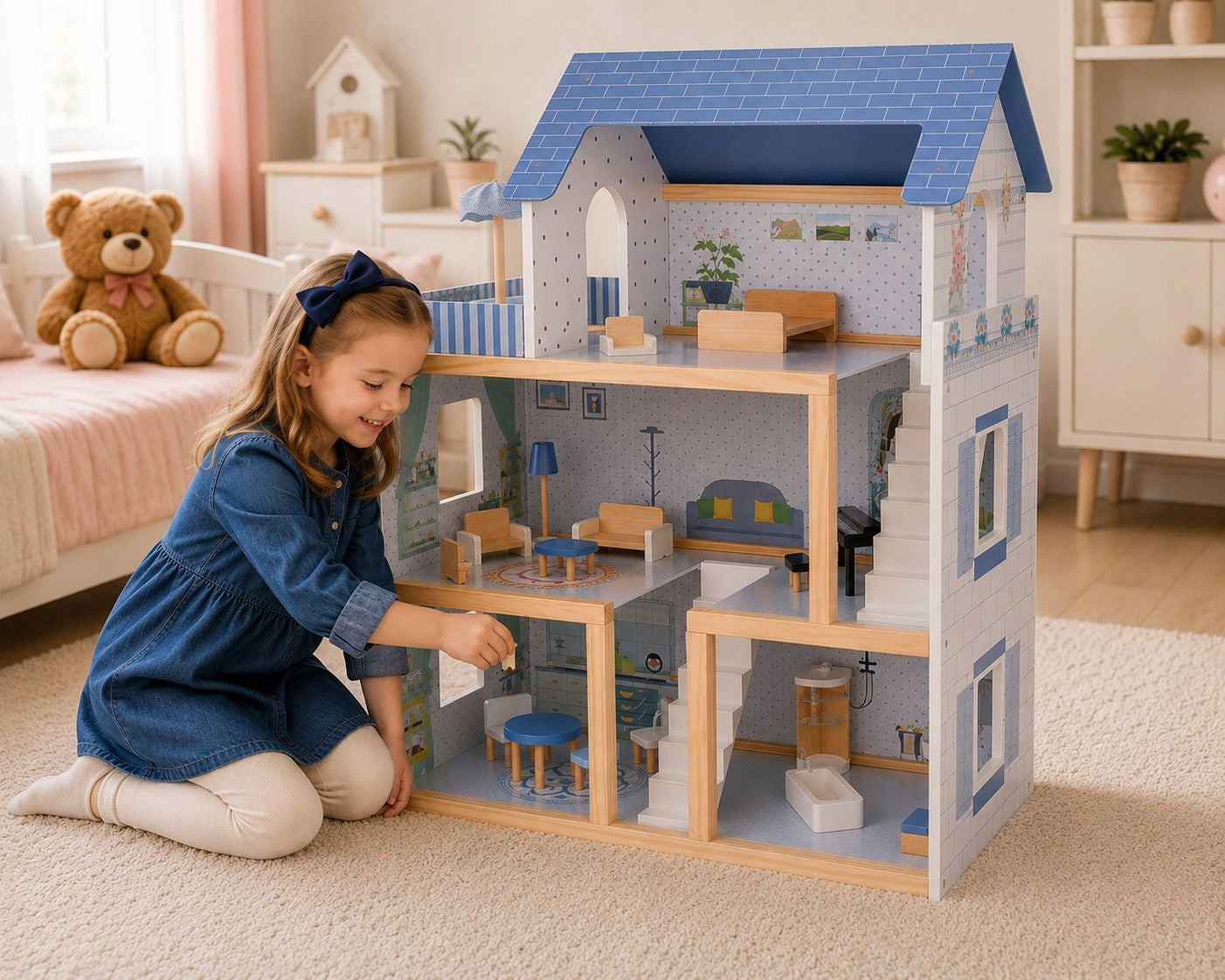 Dollhouse 3 floors + accessories