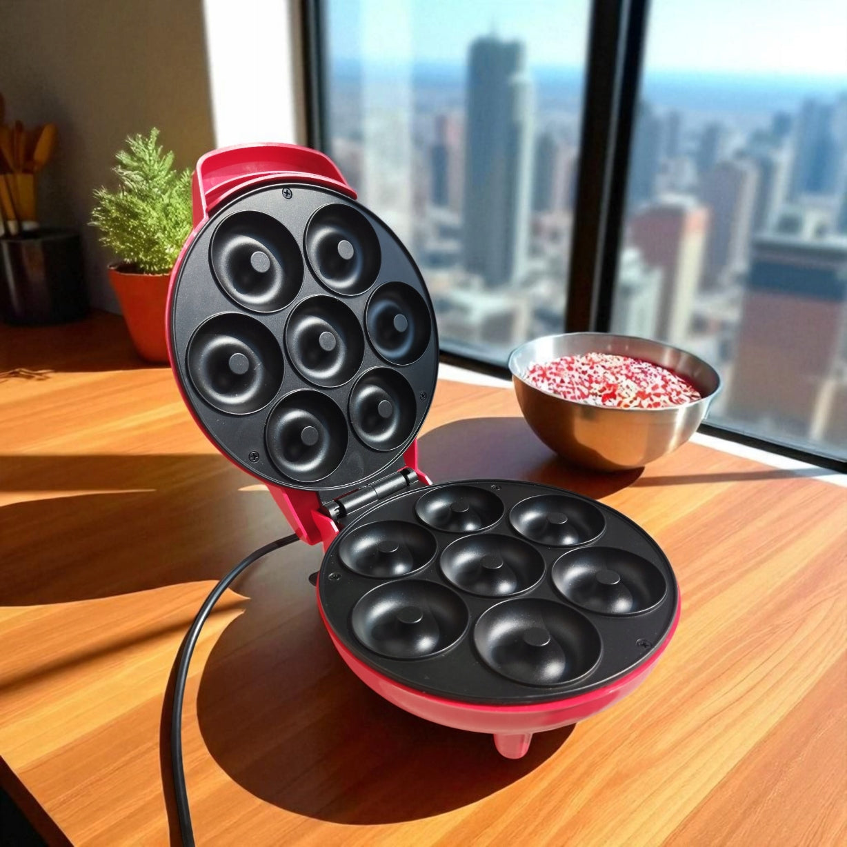 Donut Maker 7 Pieces Donut Maker 800W Red Power rating 800 W