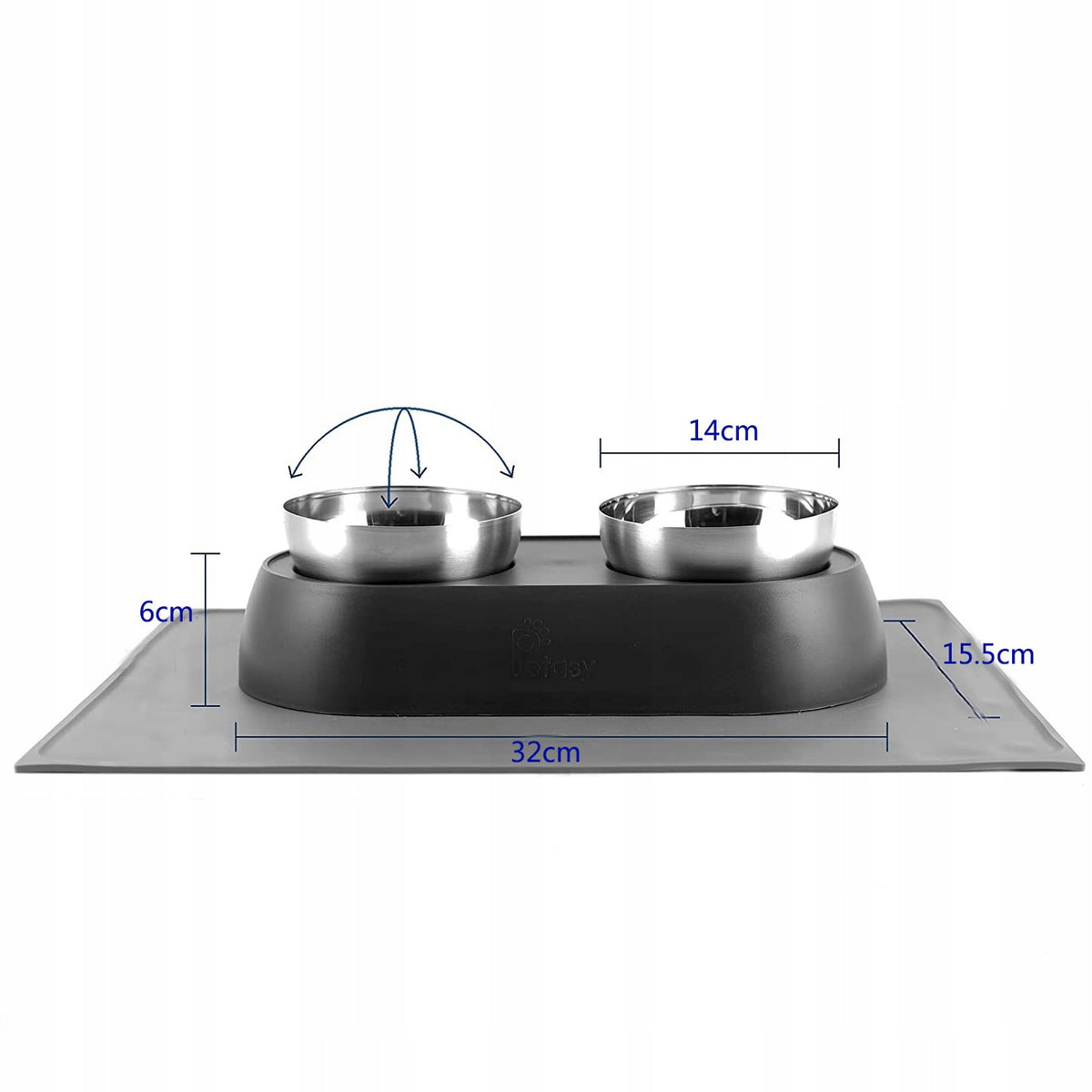 Double Bowls On Stand Dog Base Non-Slip, 2x600ml Packaging status original
