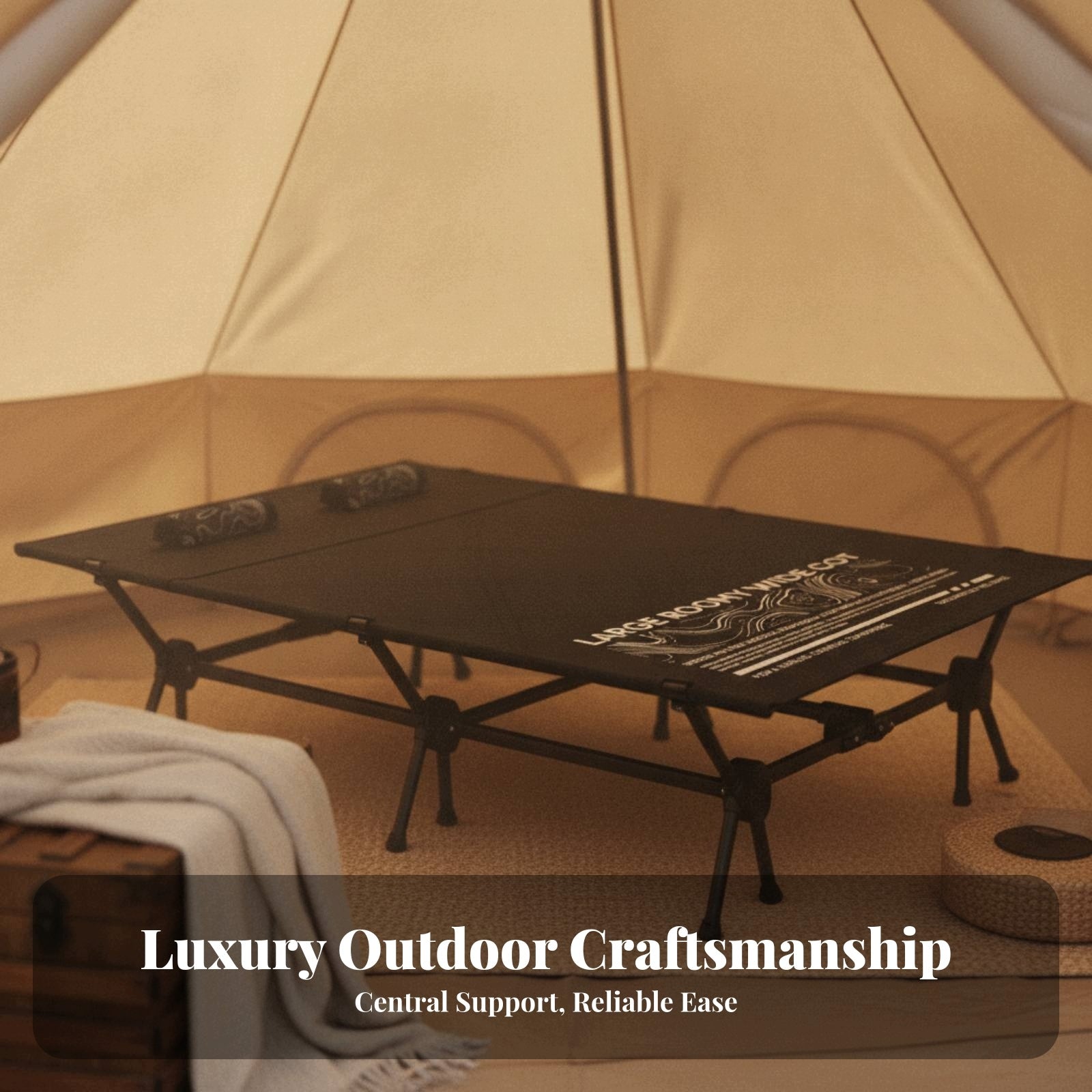 Double Camping Cot with Pillows Portable Foldable Double Cot Heavy-Duty Packaging status original