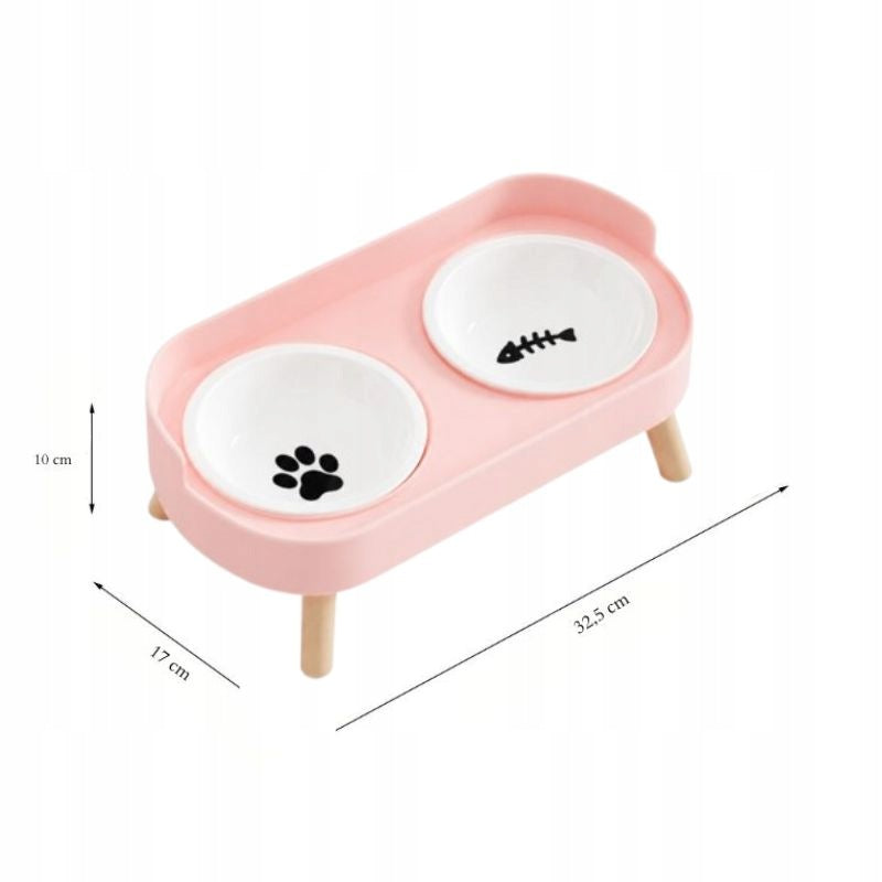 Double Cat Dog Bowl Elevated Ceramic Bowls On Stand M32 Packaging status original
