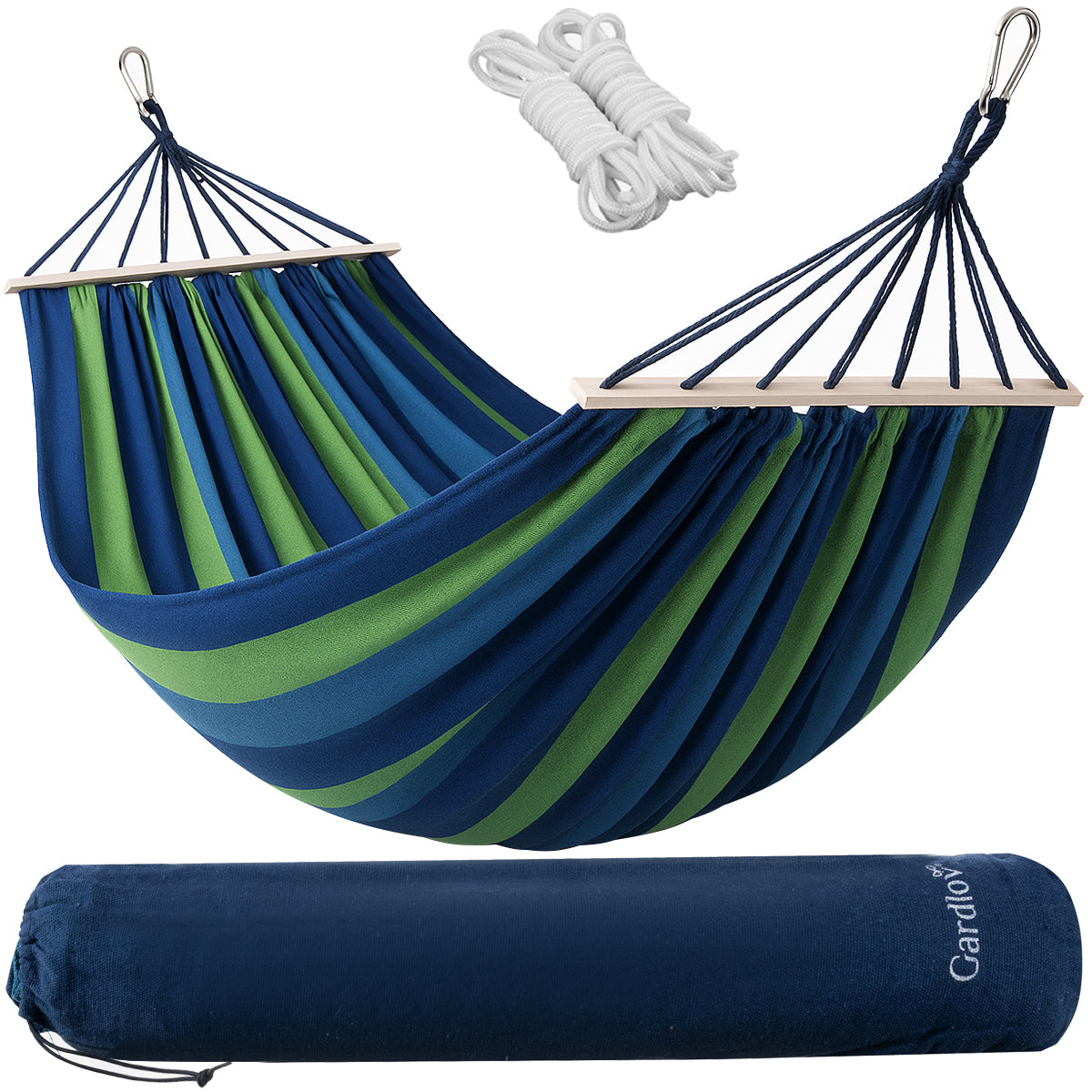 Double Garden Hammock on Bars Swing Large XL Strong 150kg 2 Bars