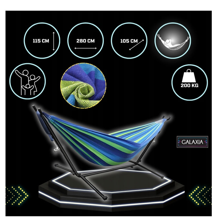 Double Garden Hammock with Frame GARDEN STAND XXL Hammock Frame Packaging status original
