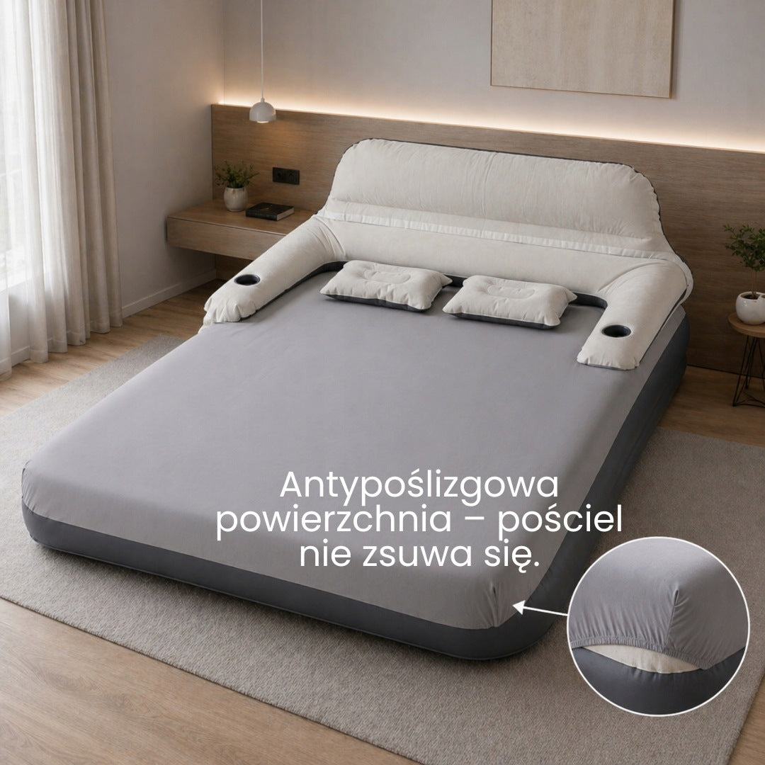 Double Inflatable Mattress with Backrest Grey Packaging status original