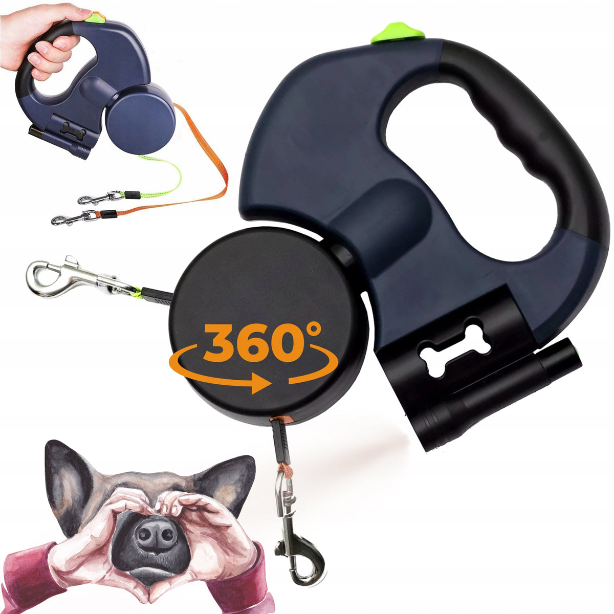 Double LANYARD For Two Pów 3m Automatic Black Oh!dog Retractable Tape Manufacturer code 5907512633441