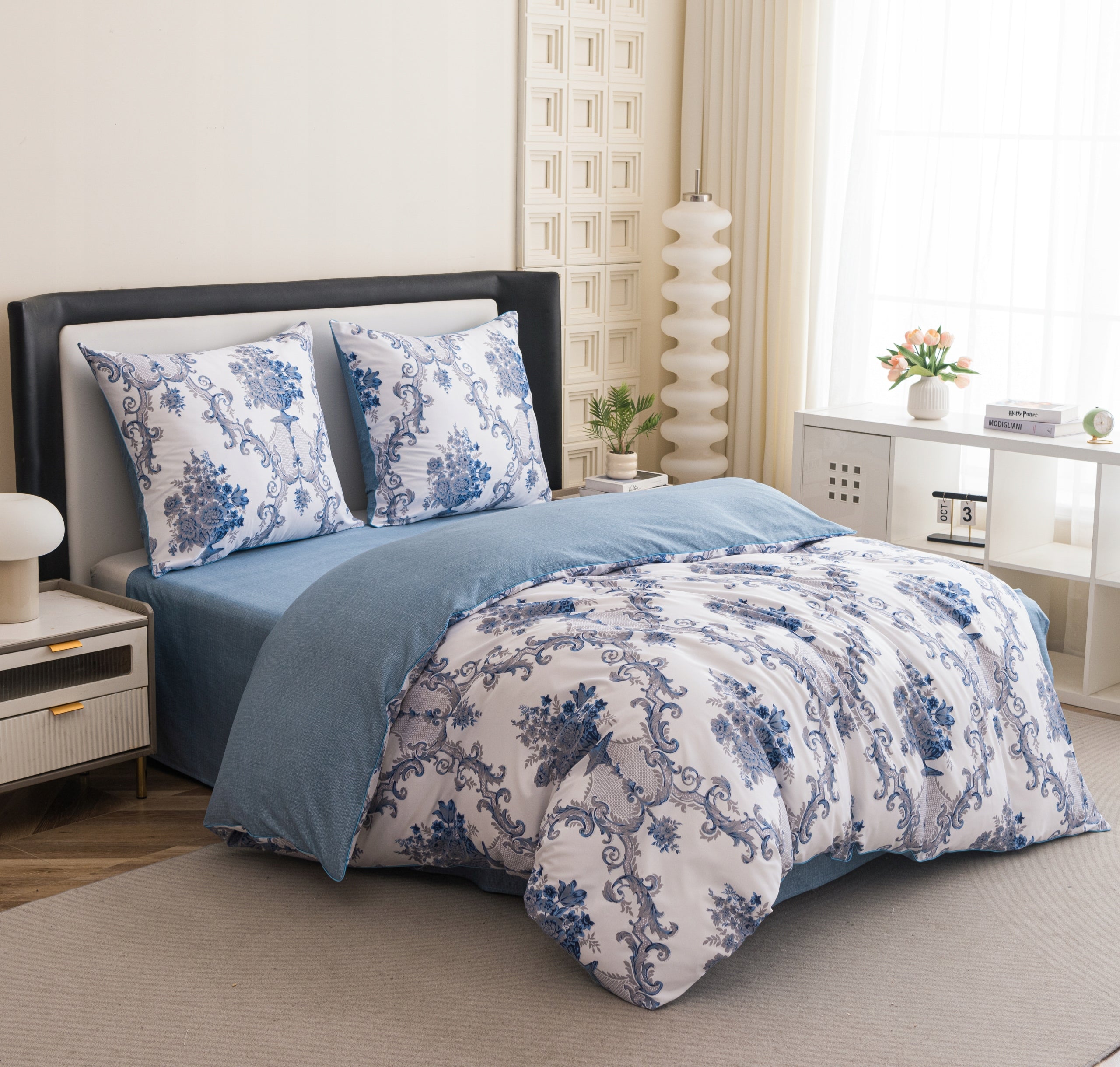 Double Sided Bedding 160x200 Microfiber With Ribbon 3 Pieces Elegant Pattern Manufacturer code cotton world