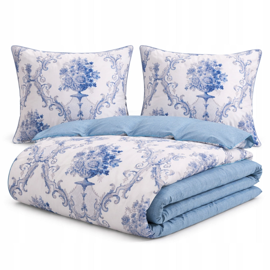 Double Sided Bedding 160x200 Microfiber With Ribbon 3 Pieces Elegant Pattern