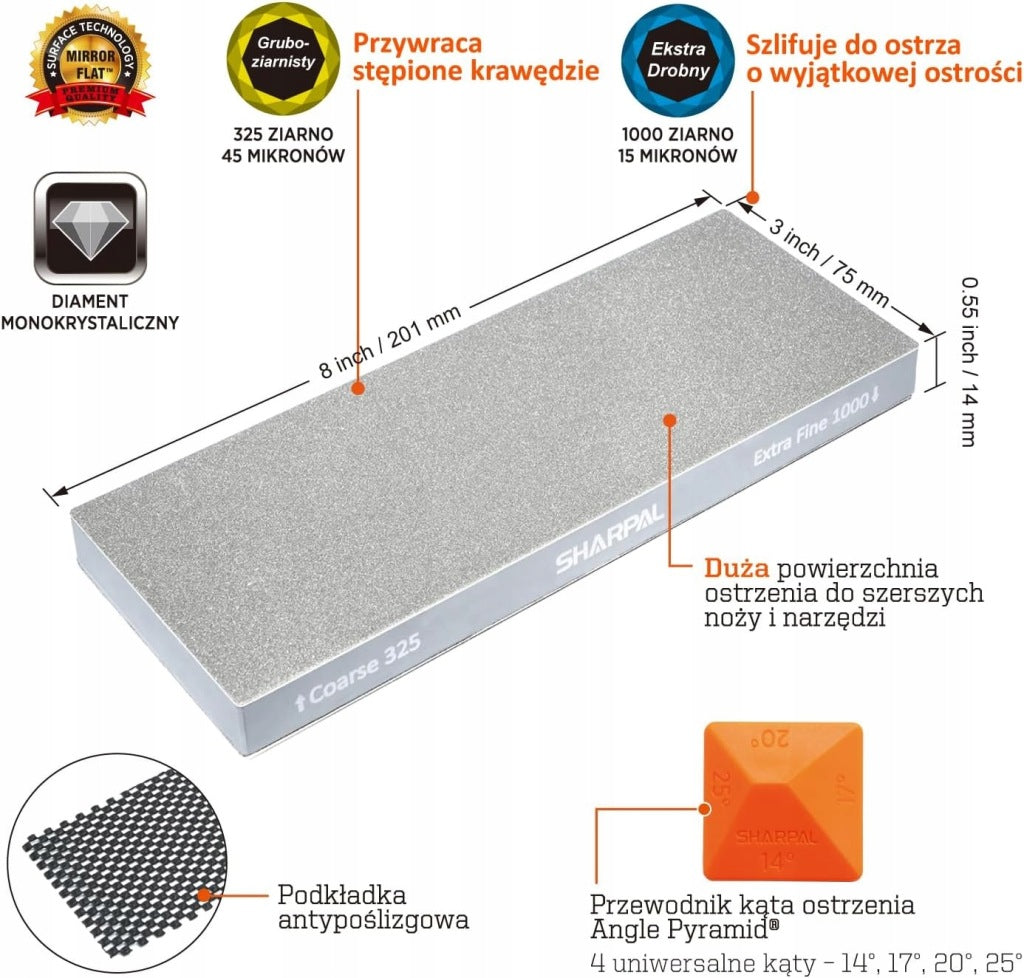 Double Sided Diamond Sharpening Stone 325/1000 Grit 201x75mm Brand no brand