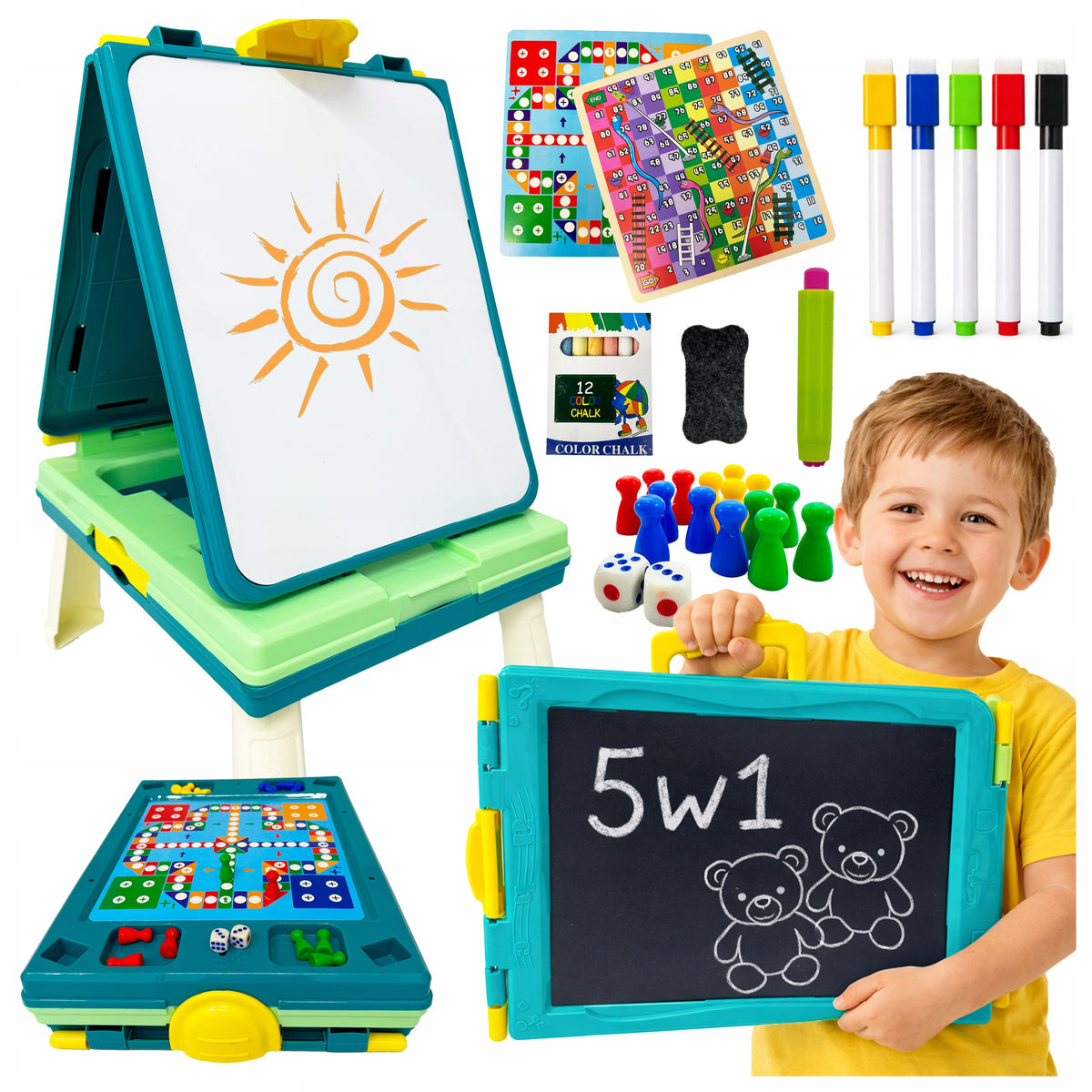 Double Sided Educational Board for Kids Magnetic Chalk Games Accessories Packaging status original