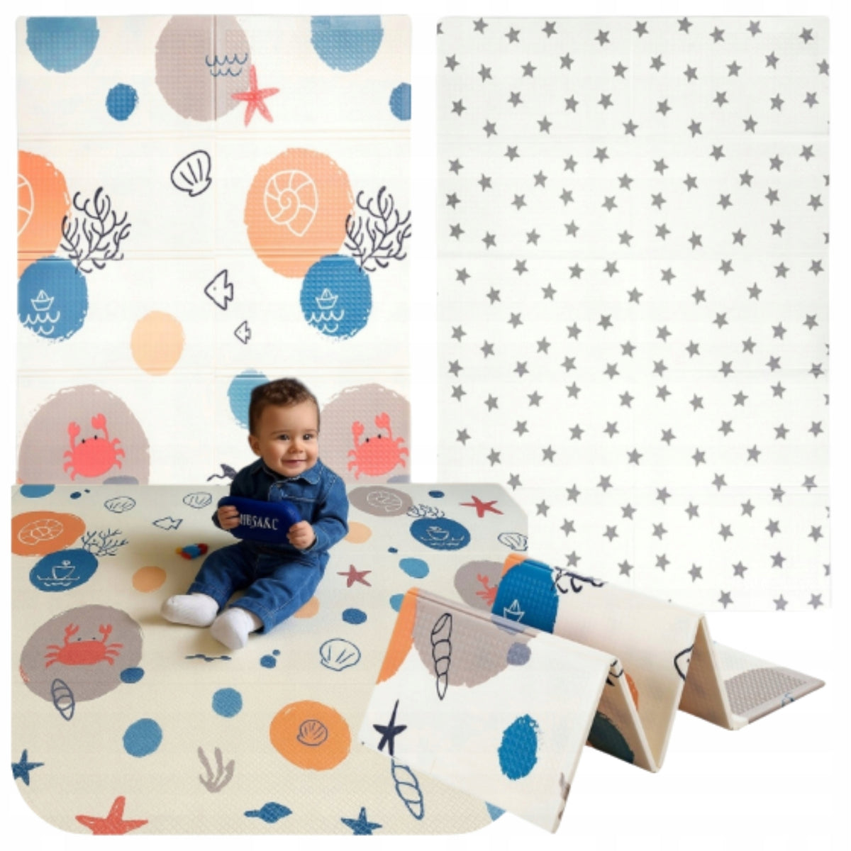 Double Sided Foam Mat Educational Folding Infant Mat Large 120x180cm