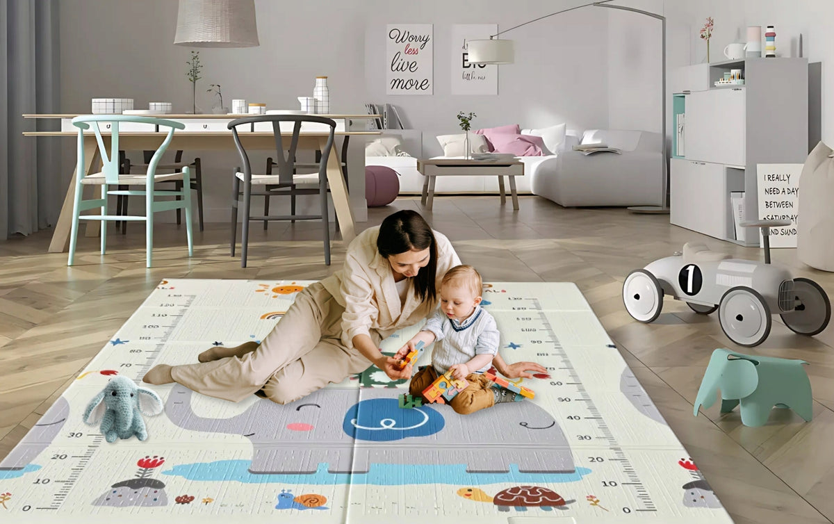 Double Sided Foam Mat Folding For Children 180x120cm Bears and Elephant Packaging status original
