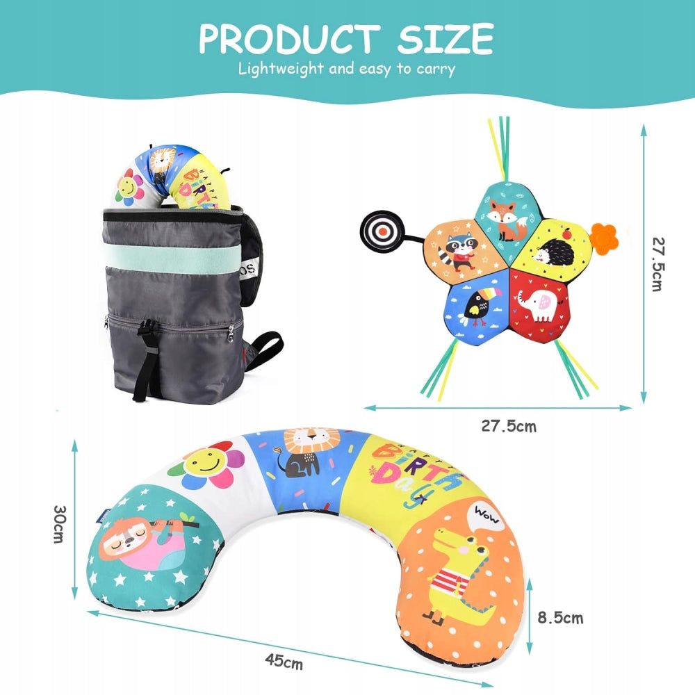 Double-Sided Sensory Baby Toy Play Pillow With Mirror&Teether Brand no brand