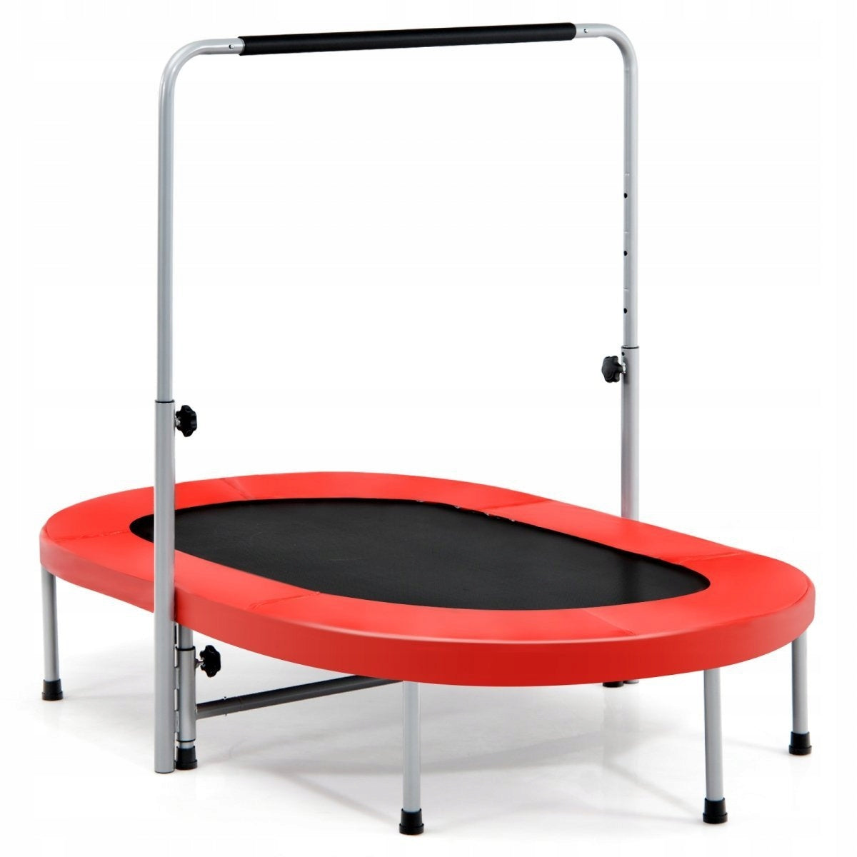 Double fitness trampoline with handrail 154 x 90 x 92-132 cm