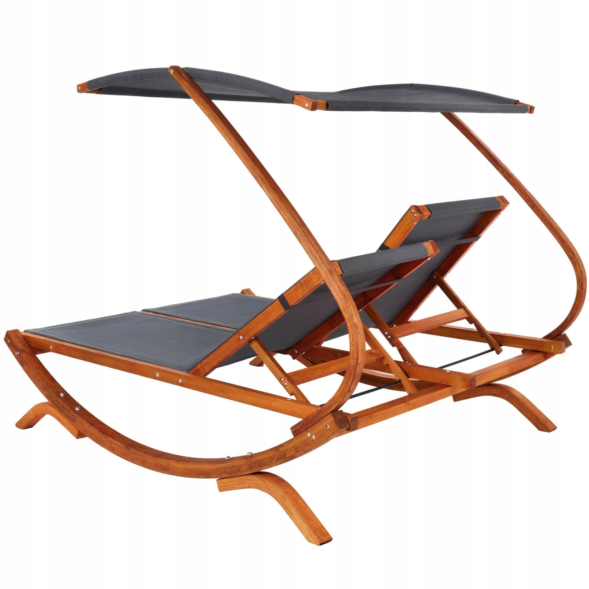 Double garden sun lounger 154x213x182 cm brown-grey Model DV-106SL Pionza