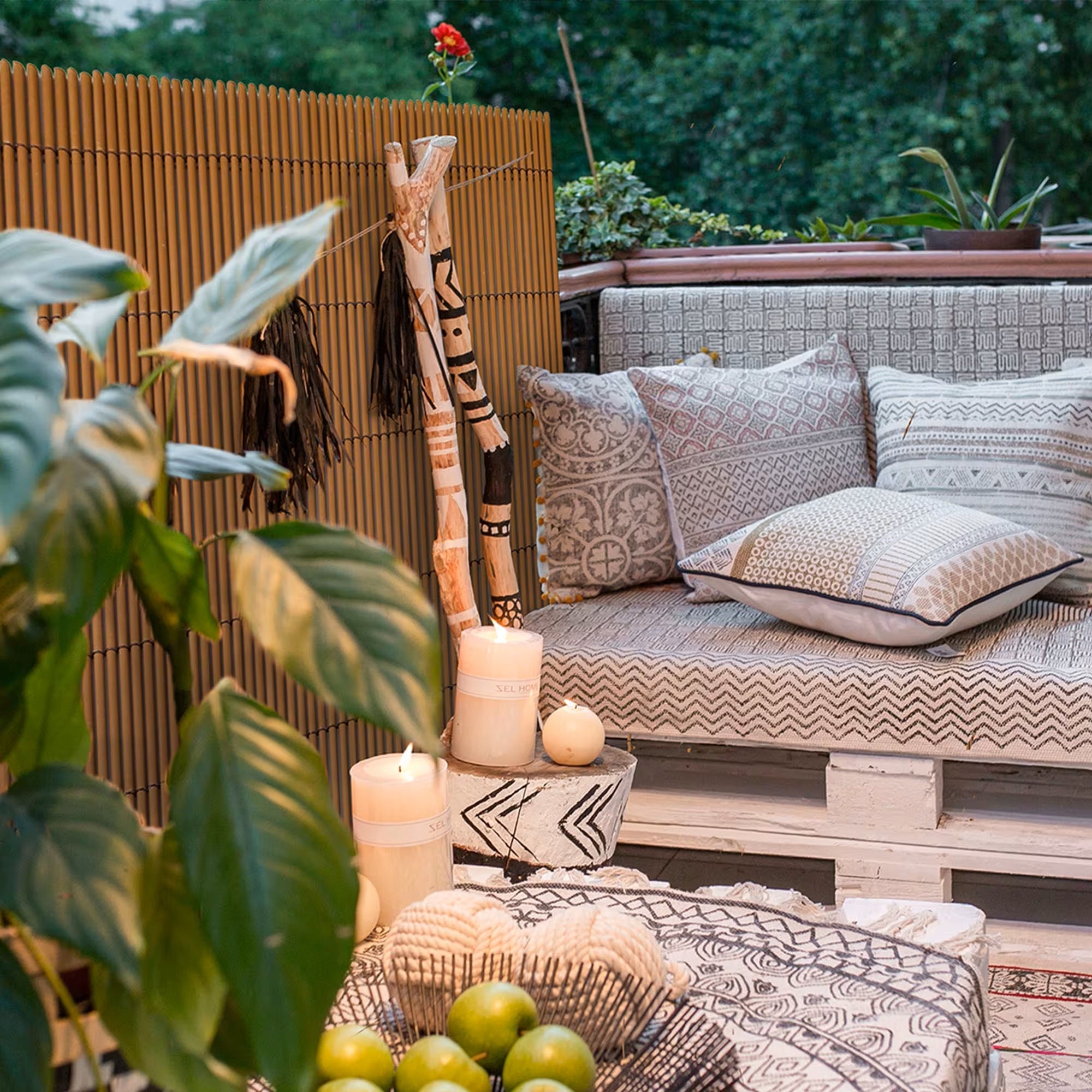 Double-sided balcony mat PVC cover for terrace/balcony/garden 500x160cm BAMBOO Length 160 cm