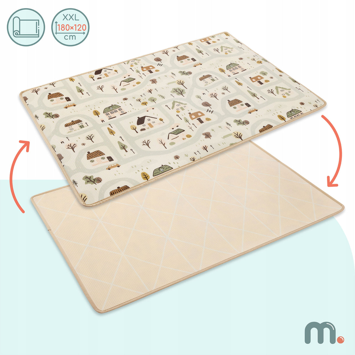 Double-sided foam mat for children – Charming town / Sand beige Packaging status original