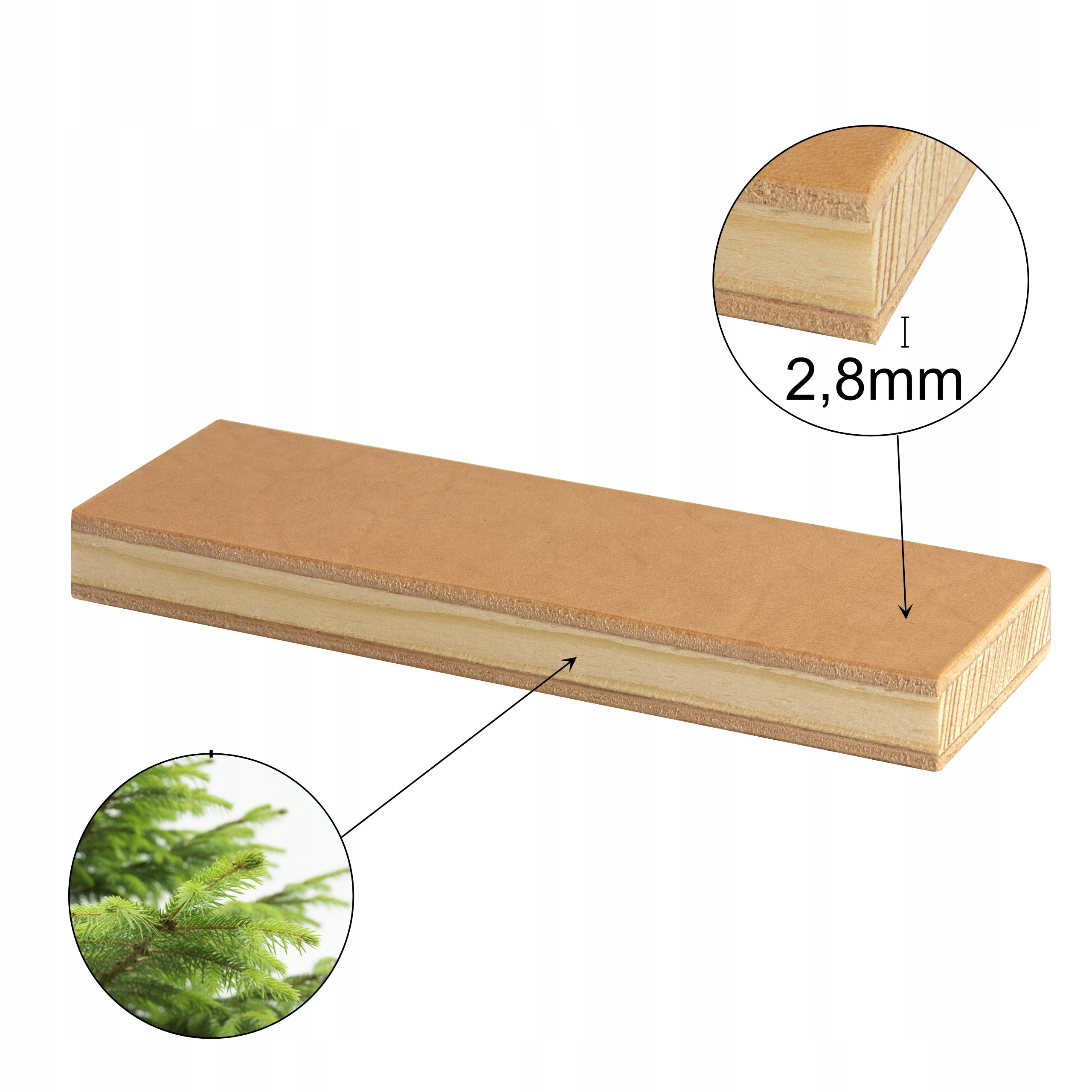 Double-sided leather ceiling for polishing knives and blades - Thicker leather Packaging status original