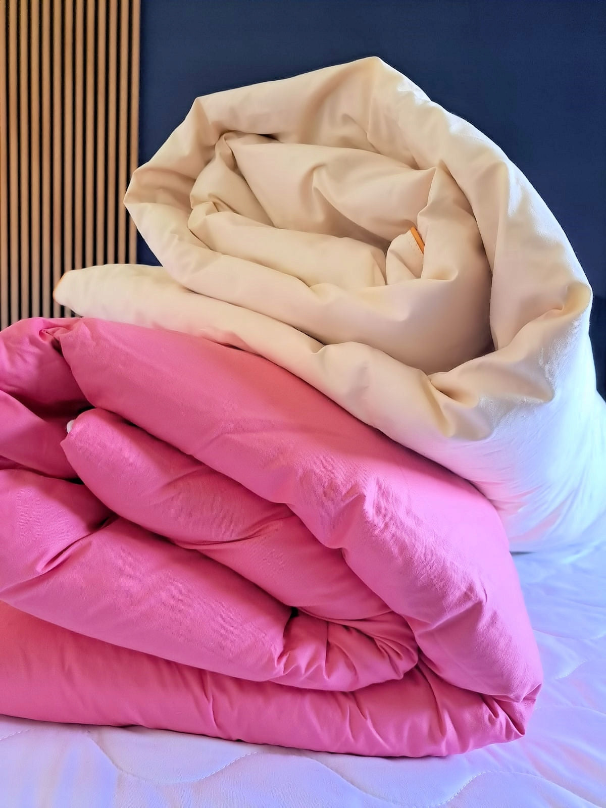 Down quilt 160x200 3 kg DOWN AND FEATHERS PINK or CREAM Brand Pierzynki
