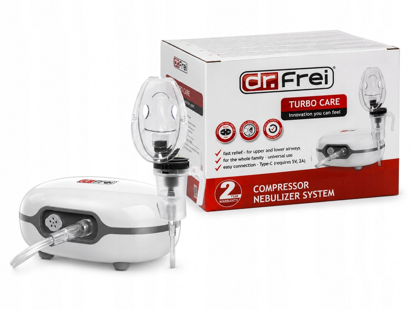 Dr Frei Turbo Care Nebulizer Inhaler Children Adult USB-C Power Supply
