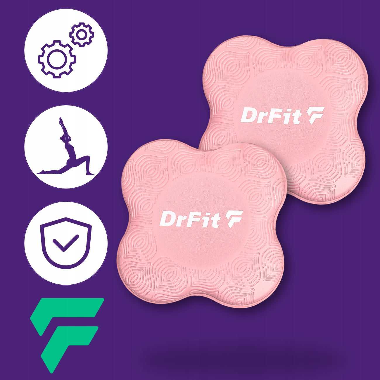 DrFit Yoga pads cushioning under knees, hands, hips pink Packaging status original