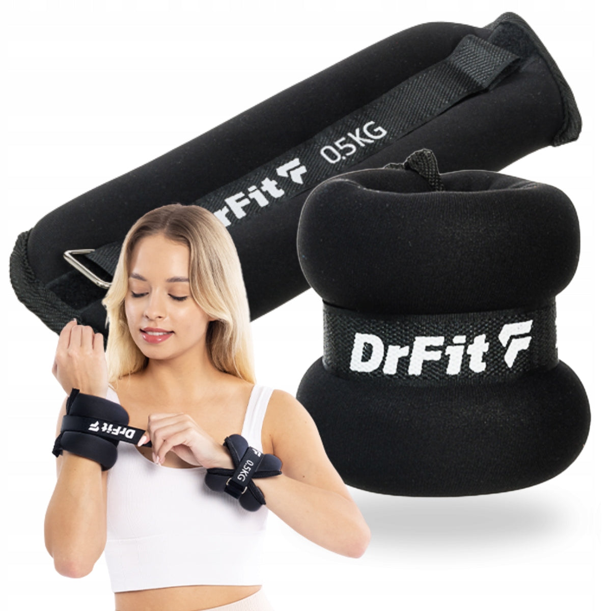 DrFit ankle and wrist weights fitness gym 2x 0,5 kg black