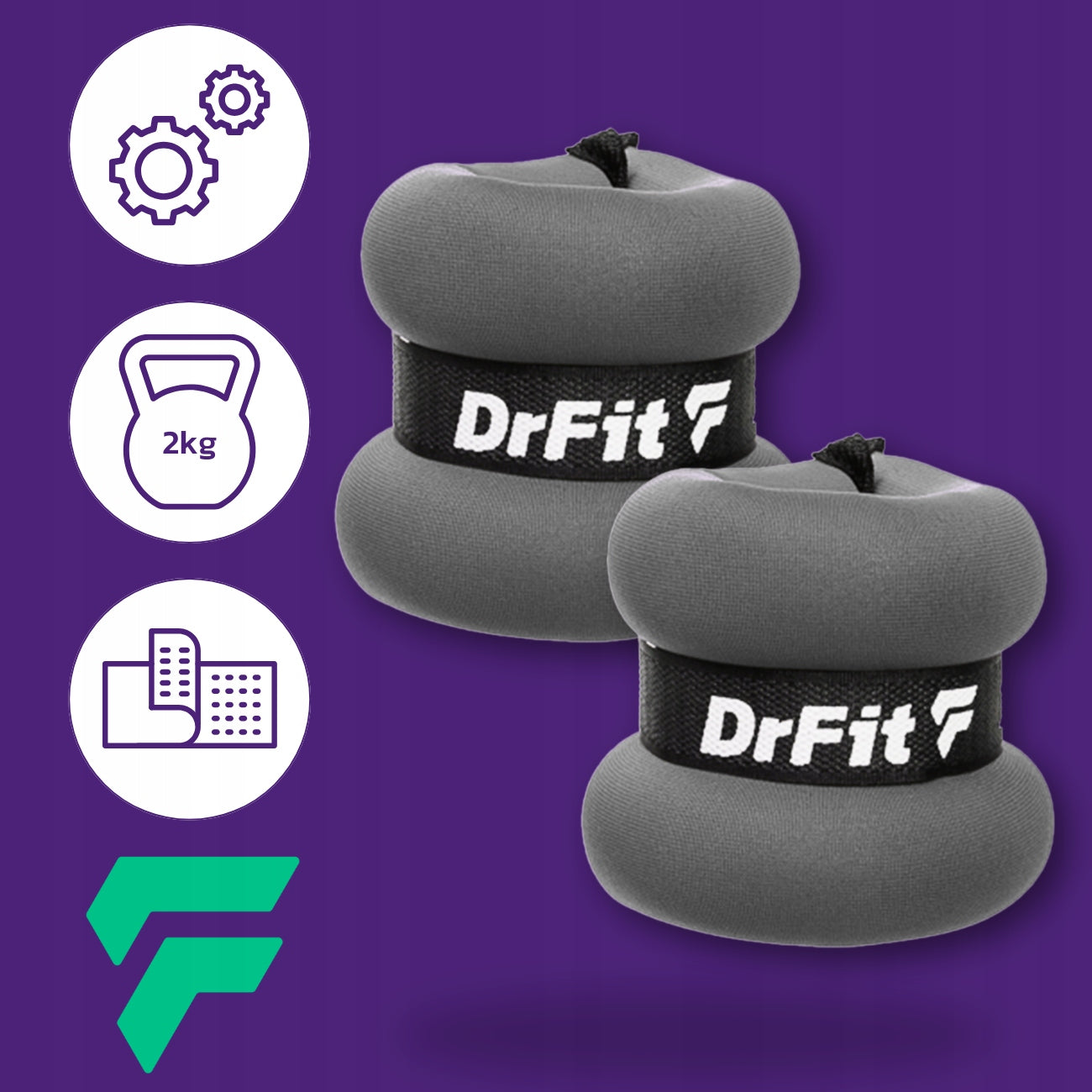 DrFit ankle and wrist weights fitness gym 2x 2 kg grey Packaging status original