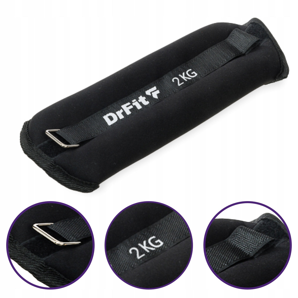 DrFit ankle and wrist weights fitness gym 2x 2kg black Manufacturer code Ciężarki na kostki i nadgarstki 2x2kg czarne
