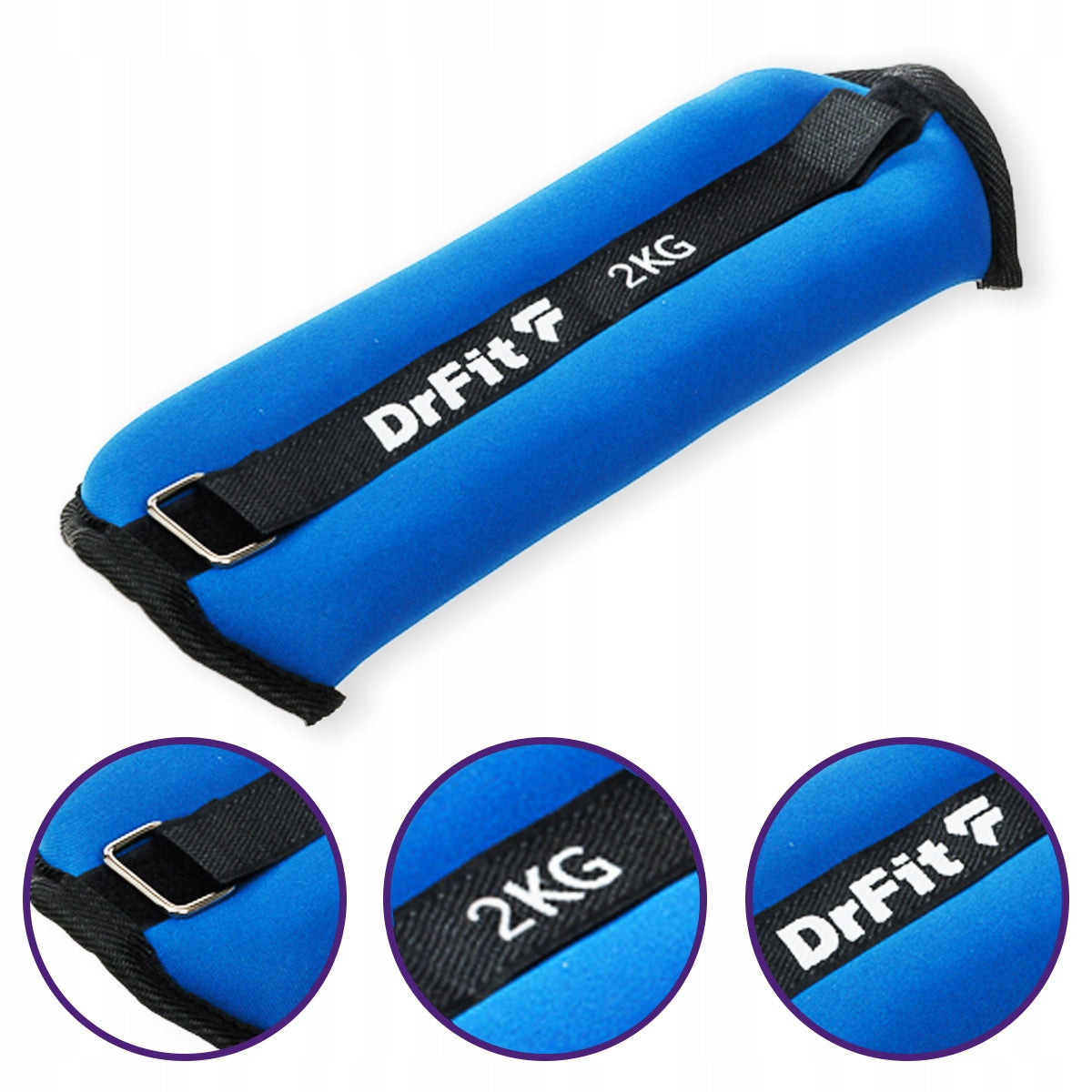 DrFit ankle and wrist weights fitness gym 2x 2kg blue Manufacturer code CIĘŻARKI NA KOSTKI NADGARSTKI 2X2KG BLUE