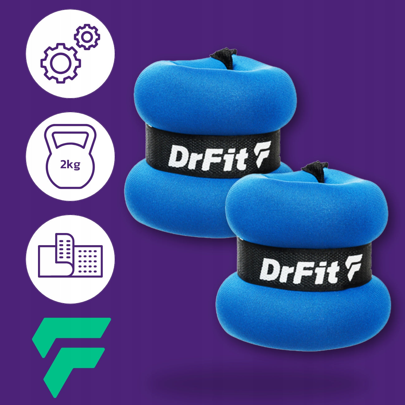 DrFit ankle and wrist weights fitness gym 2x 2kg blue Packaging status original
