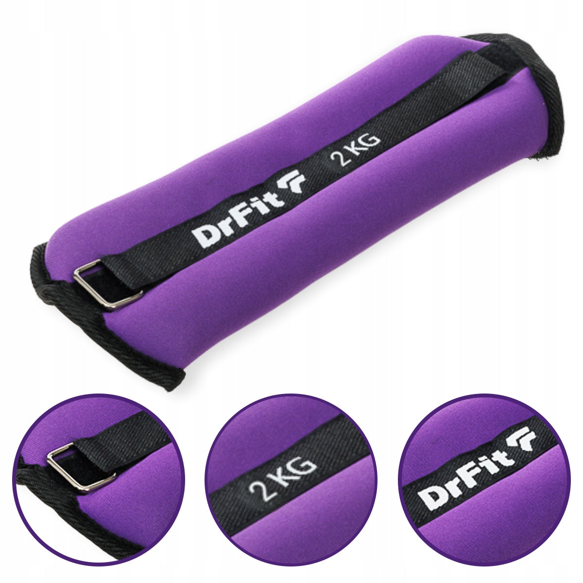 DrFit ankle and wrist weights fitness gym 2x 2kg purple Manufacturer code CIĘŻARKI NA KOSTKI NADGARSTKI 2X2KG FIOLET