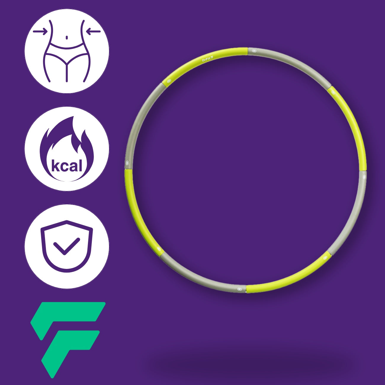 DrFit hula hoop folding 8-element ø 100cm Color green
