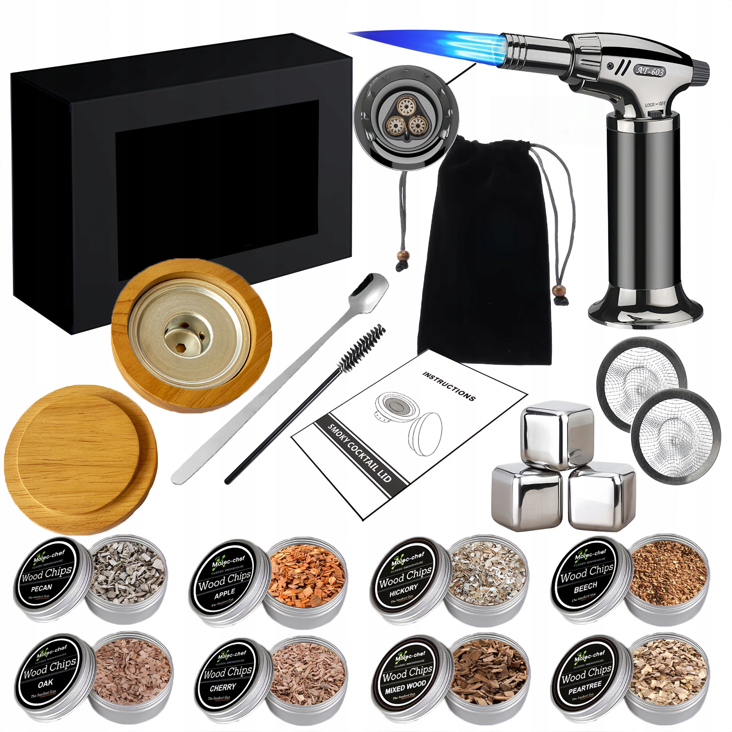 Dragoner Whiskey Smoking Kit with Tools, for Drinks, Bartending, XL
