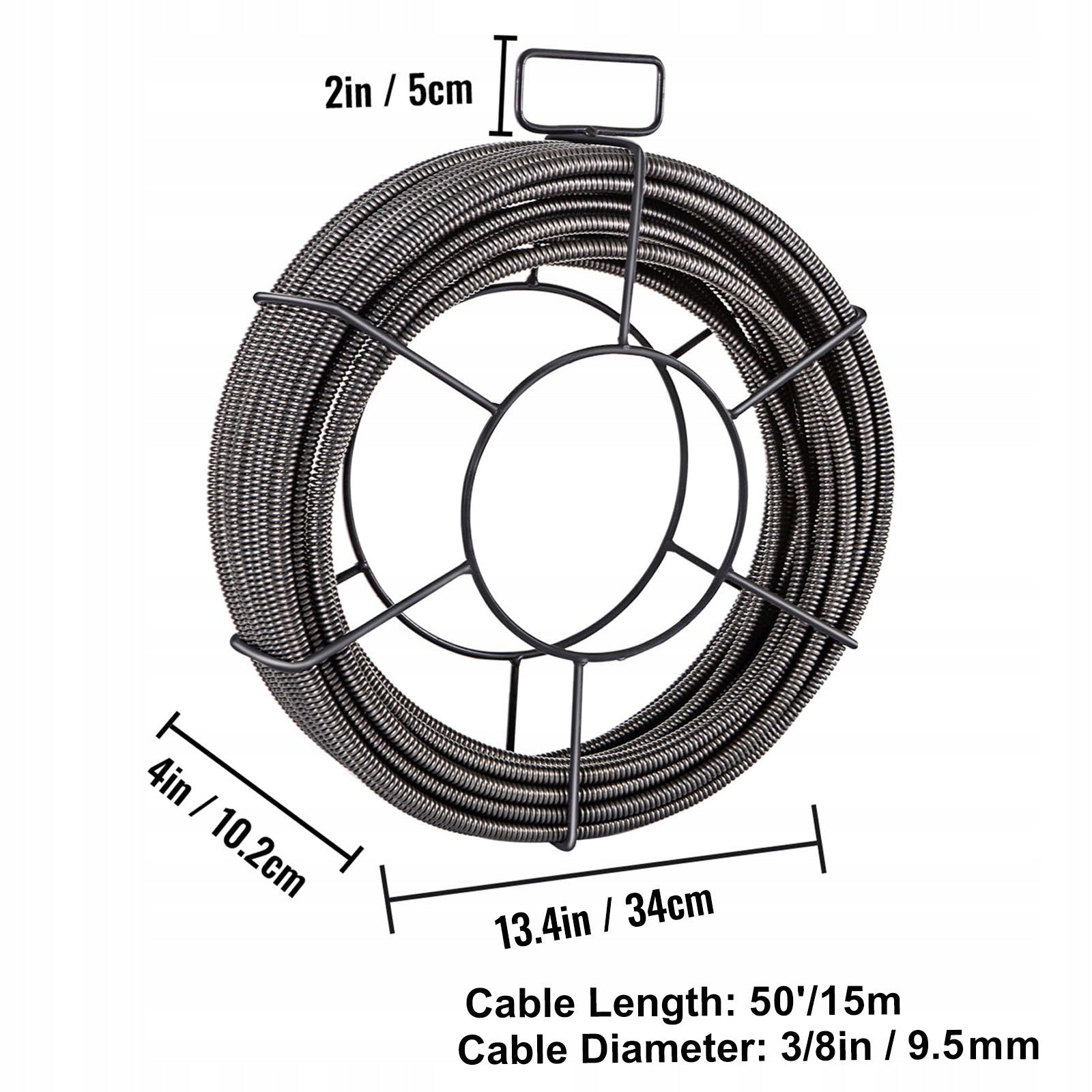 Drain Cleaning Cable 50Ft x 3/8 Inch Solid Core Sewer Auger Snake Pipe Manufacturer code GDGJTZ50FT380