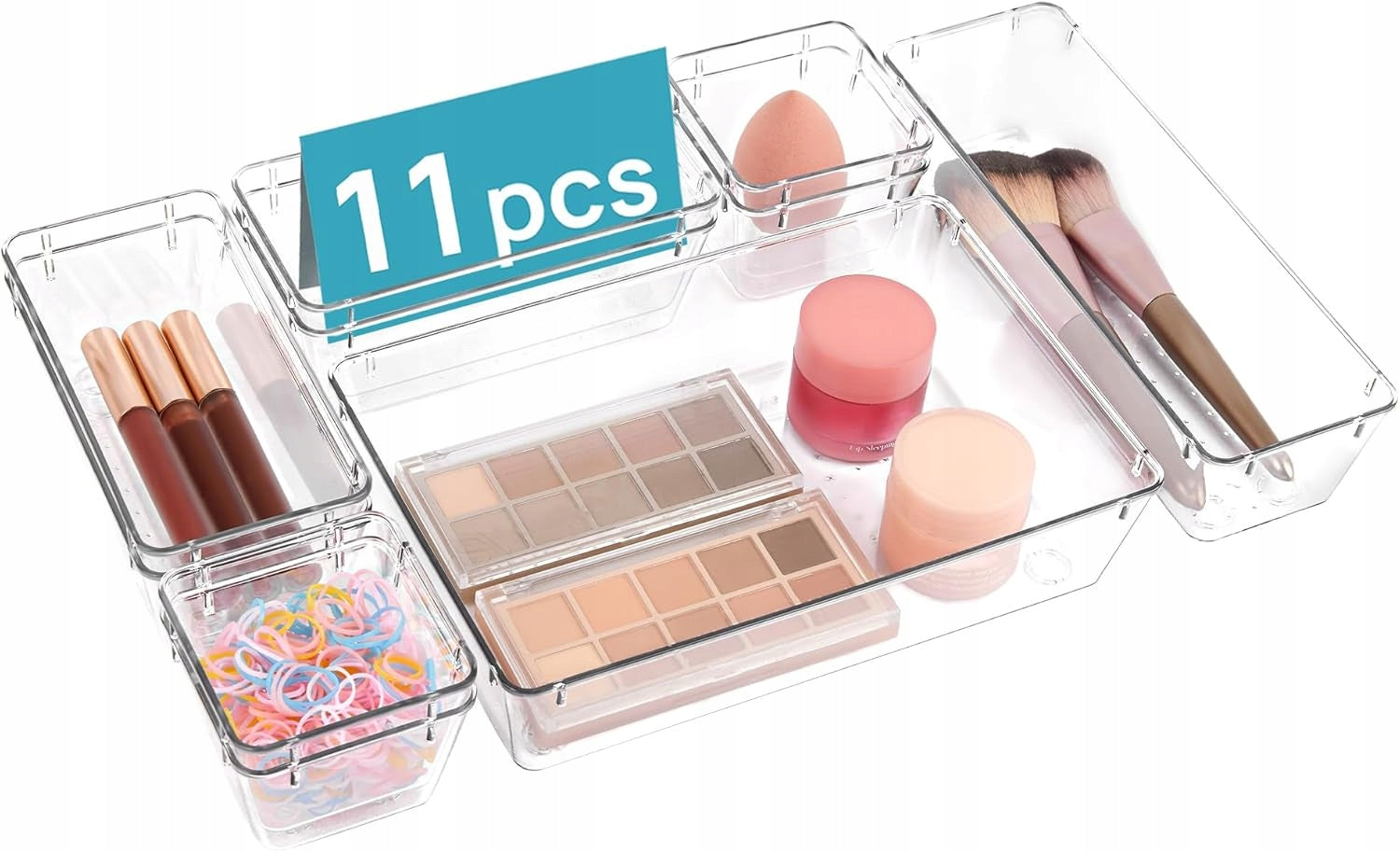 Drawer organizer for storing cosmetics and accessories in the bathroom