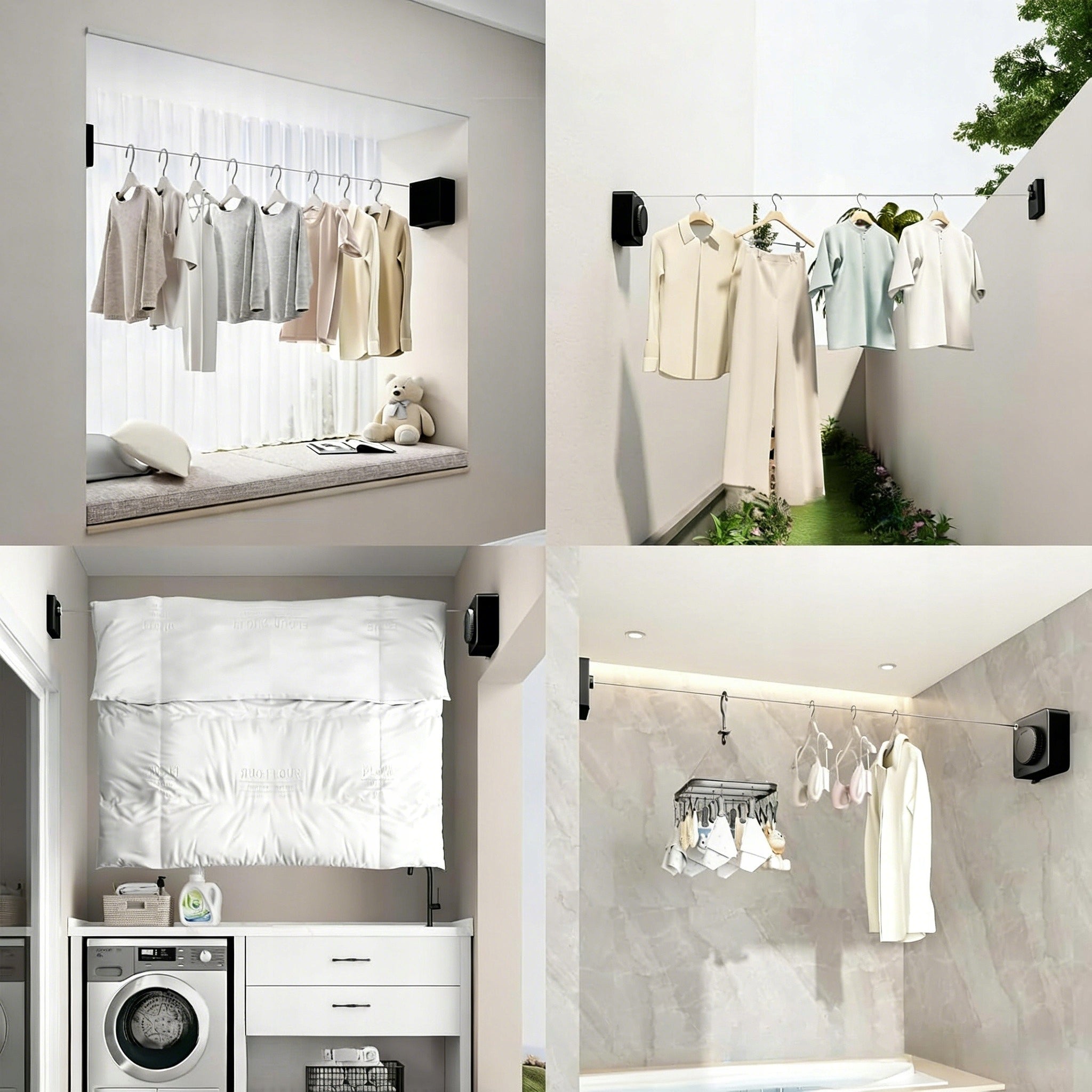Drawstring cord steel stretch wall for clothes laundry underwear Kind Balcony