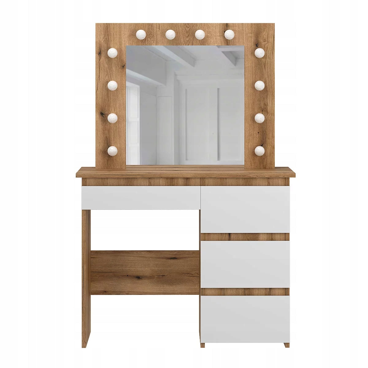 Dressing Table Beauty LED Oak With Mirror and Drawers Packaging status original