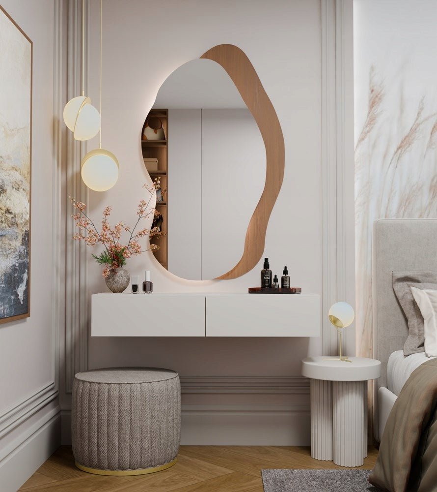 Dressing Table Cosmetic Hanging MIKA 110 Cm 2 Drawers For Bedroom CASHMERE Beige Brand TopEshop