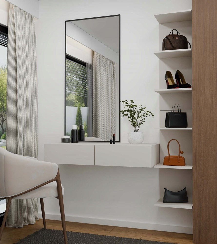 Dressing Table Cosmetic Hanging MIKA 110 Cm 2 Drawers For Bedroom CASHMERE Beige Furniture height 20 cm
