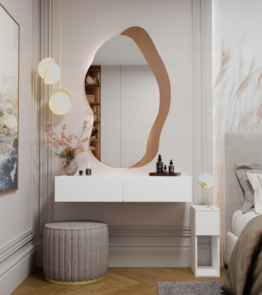 Dressing Table Cosmetic Hanging MIKA 110 cm 2 Drawers For Bedroom WHITE, , M- Furniture width 110 cm