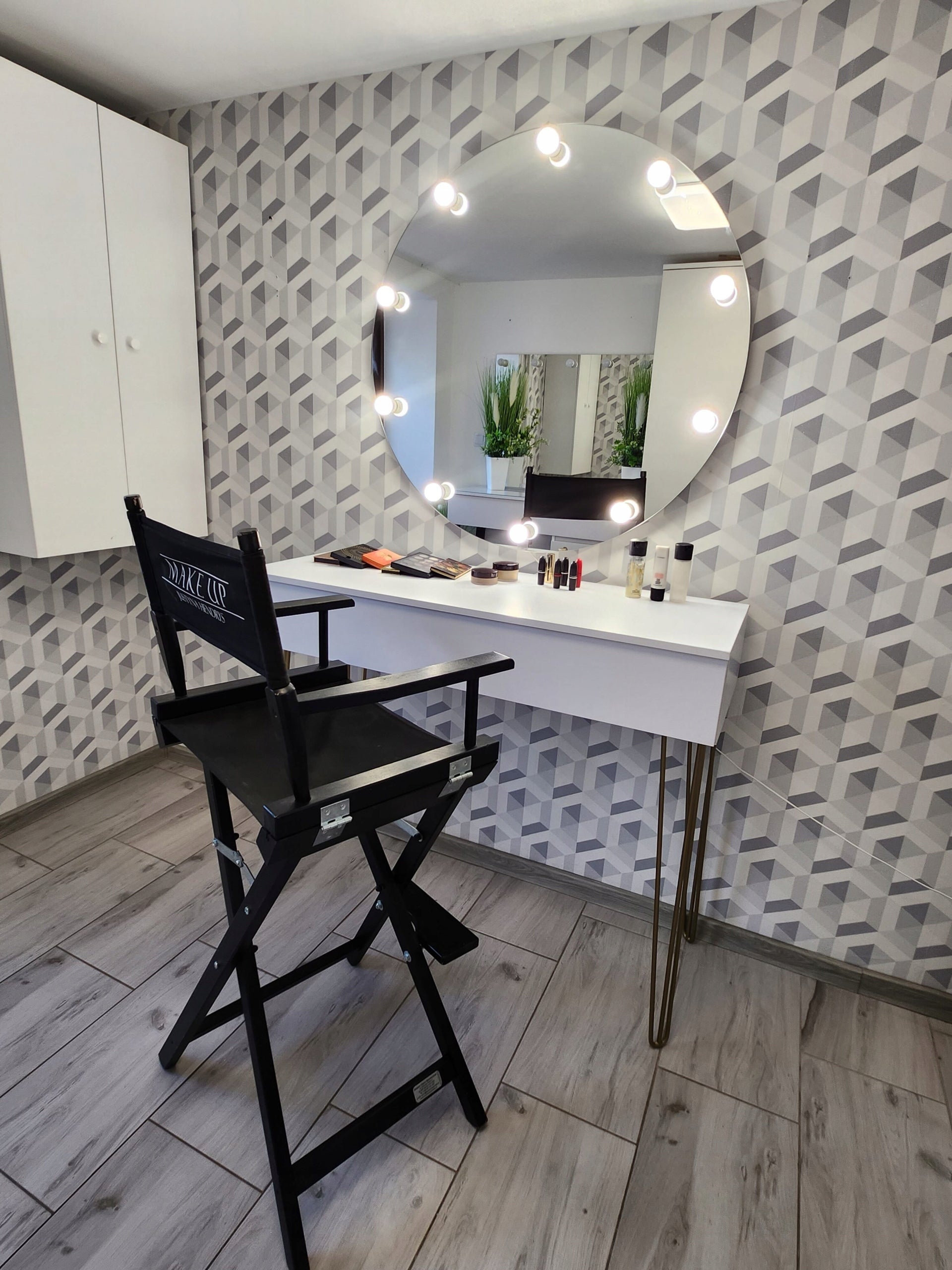Dressing Table MIA 120 ROUND golden legs Color white