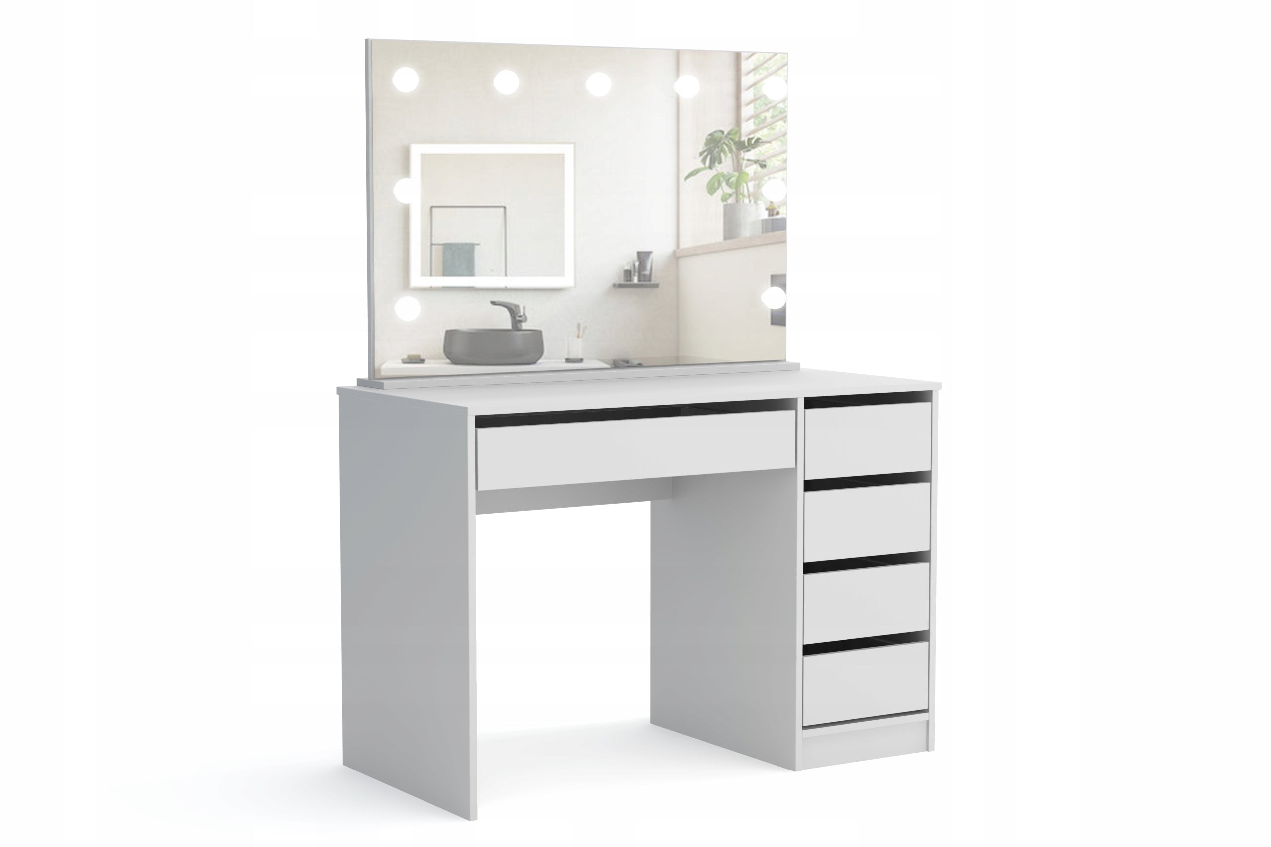 Dressing Table Max 120 cm white gloss with mirror Furniture width 120 cm